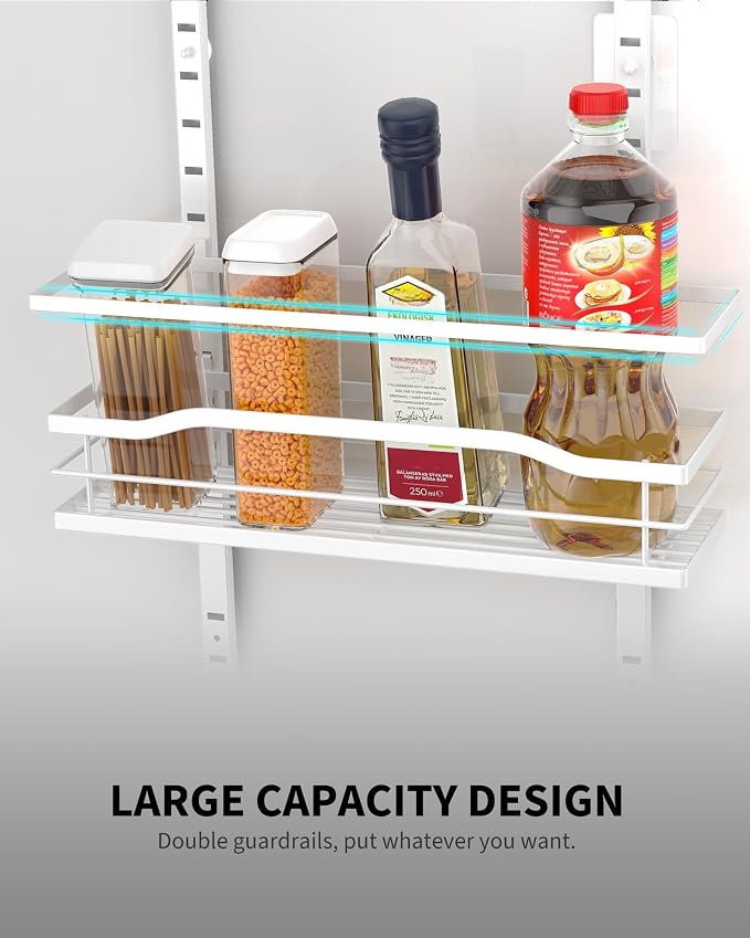 Moforoco White 6-Tier Over Door Pantry Organizer, Pantry Organization Storage, Door Metal Hanging Spice Rack Basket Shelves, Home Kitchen Apartment Essentials, Laundry Room Bathroom Organization - Image 6