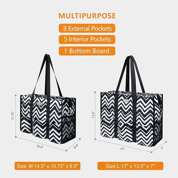 TOPDesign Utility Water Resistant Tote Bag with 13 Pockets, Top Zipper Closure & Thick Bottom Support, for Working Women - Image 2