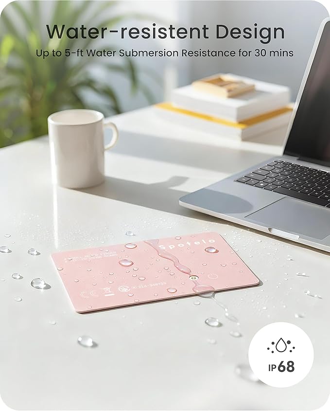 [ Apple Mfi Certified ] Wallet Tracker Card Works with Apple find My(iOS Only) Tracking Card, Rechargrable Smart Tracker, 1.7mm IP68 Waterproof Item Locator for Luggage, Passport, Bags-Pink - Image 5