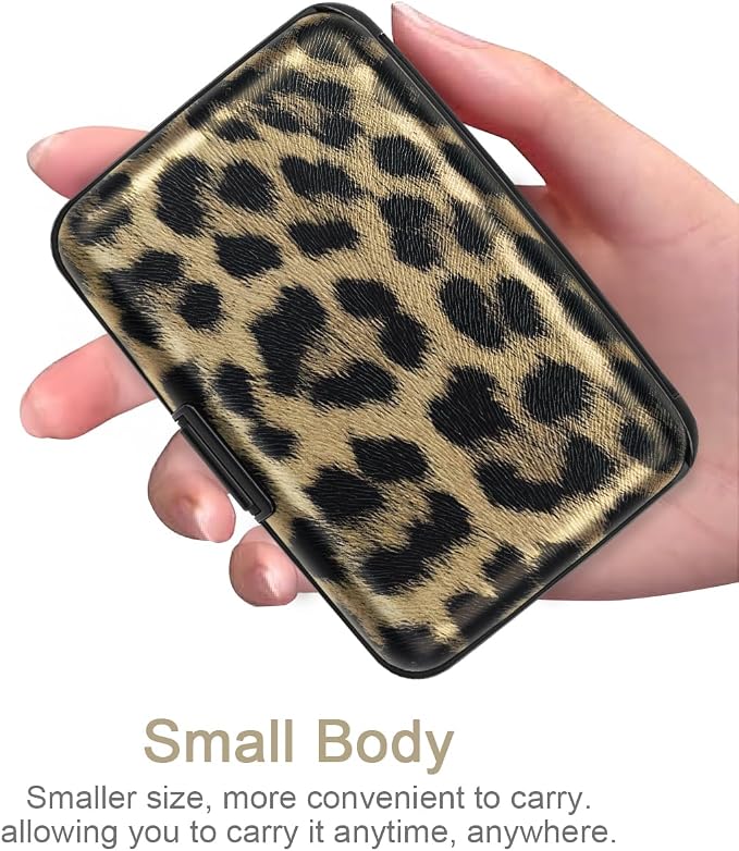 Coco Rossi Credit Card Holder RFID Aluminum Small Mini Wallet Women | Metal Wallet, Business Cards Holder, ID Case, Slim Sleeves, Womens Girls Gift, Carry Proof Wallets for Travel, Leopard - Image 4