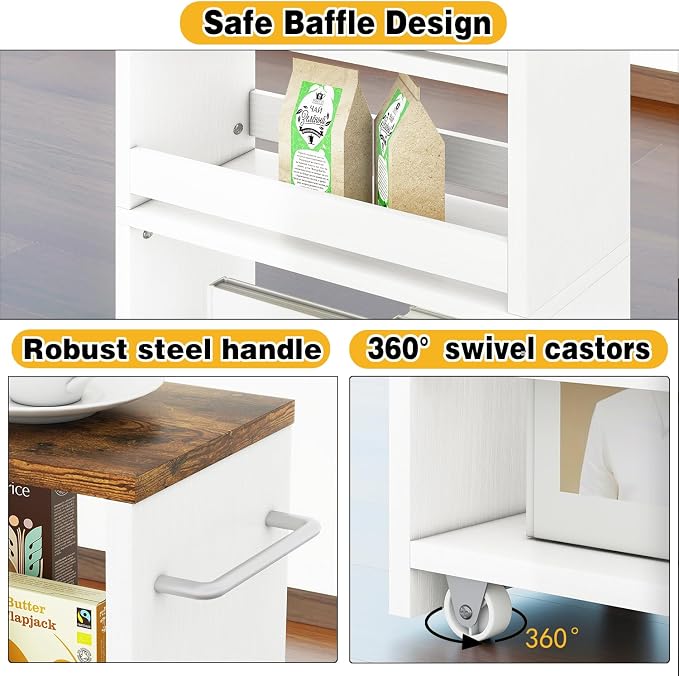 IBUYKE Slim Storage Cart Skinny Rolling Cart Utility Trolley UWST005W | 4-Tier,5.9" Narrow, with Handle & Lockable Wheels, for Kitchen Laundry Room Bathroom, Small Spaces,Space-Saving - Image 7