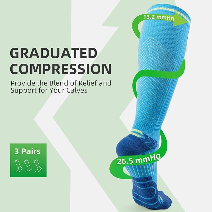 Compression Socks for Men Women 3 Pairs, Compression Stockings, Fragrance Flight Socks for Nurse,Pregnancy,Travelling, Runing, Circulation - Image 2