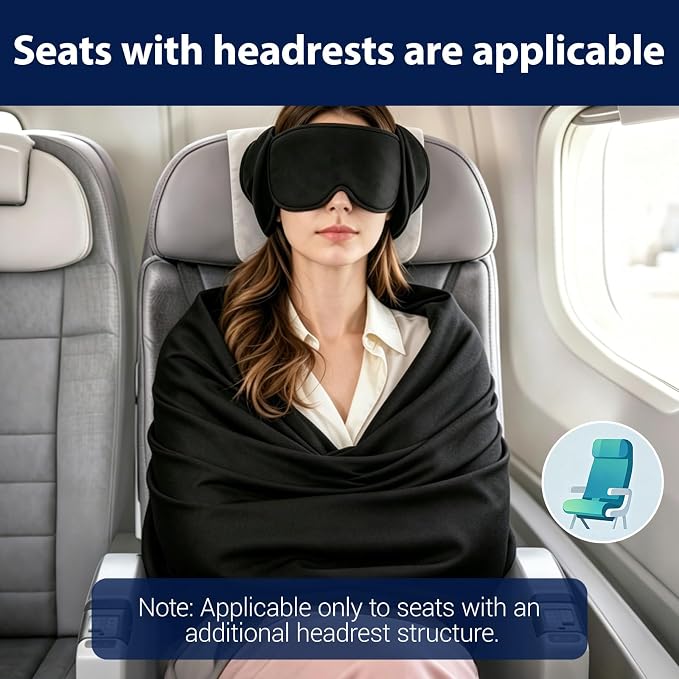 Airplane Sleep Support Set, 3 in 1 Airplane Sleep Support System | Travel Pillow Set for Long Flights, Ergonomic Memory Foam Neck Support with Blanket-Like Body Sling & Adjustable Sleep Mask - Image 6