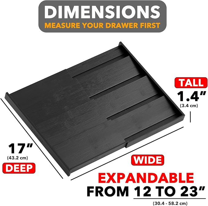 SpaceAid Bamboo Black Spice Drawer Organizer, (Need 3" Deep Drawer) Expandable 4 Tier Spices Rack for Cabinet, Kitchen Seasoning Storage Insert (Jars Not Included, From 12" to 23" Wide) - Image 3