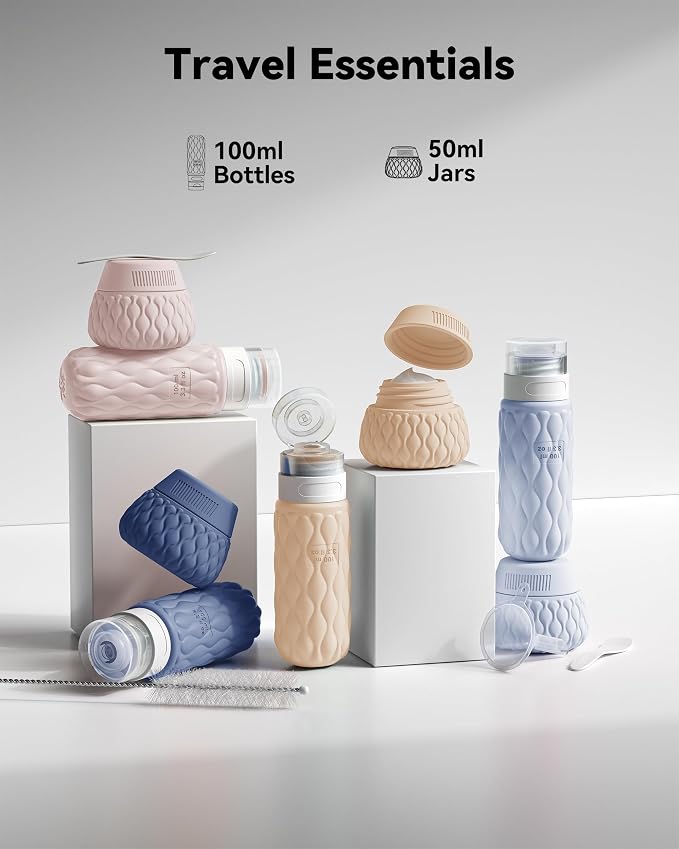 Travel Bottles for Toiletries Silicone Travel Size Containers 3.4oz 1.7oz | Travel Essentials TSA Approved Leakproof Refillable Squeeze Bottles with Labels/Clear Bag for Shampoo, Conditioner, Creams - Image 2