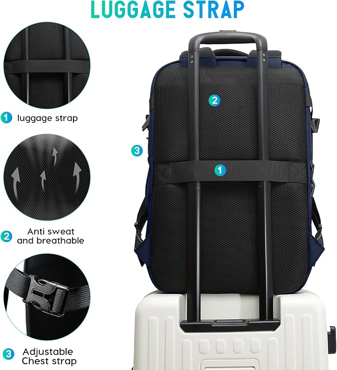 BANGE Travel Backpack with Vacuum Pocket and TSA lock version can hold 15.6 inch Laptop suitable Overnight Flight Approved Anti-theft Bag - Image 7