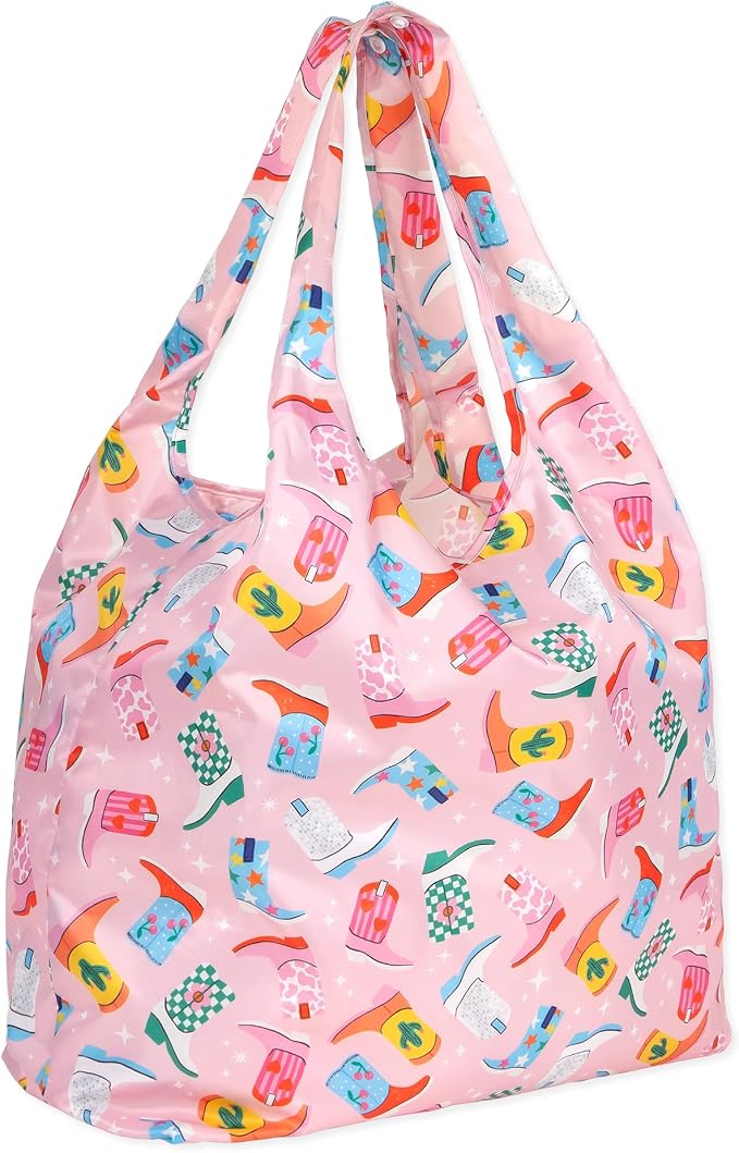 Bumkins Reusable Grocery Shopping Tote Bag for Women, Large Boho Style with Handles, Foldable, Washable, Shoulder Straps by Bumkins