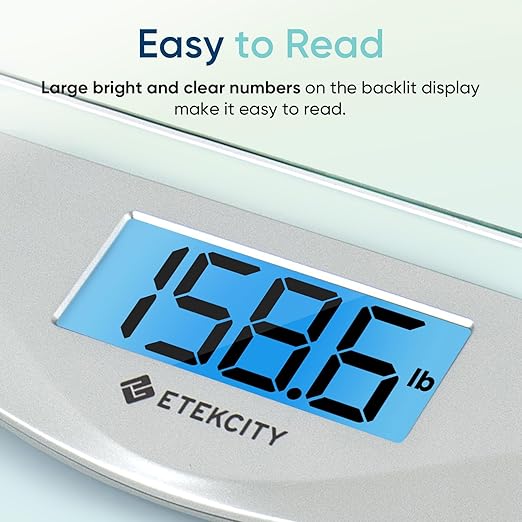 Etekcity Digital Body Weight Bathroom Scale, 6mm Tempered Glass, 400 lbs | Large Blue LCD Backlight Display, High Precision Measurements for Home Bathroom Use - Image 3