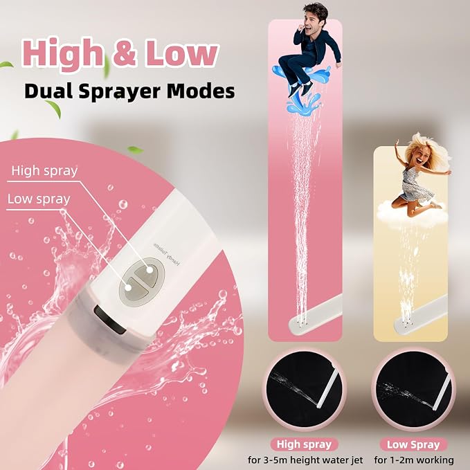 Hibbent Portable Bidet for Travel, High Pressure Handheld Electric Sprayer, Rechargeable Travel Bidet for Women & Men, Personal Hygiene Cleaning, Soothing Postpartum Care, Pink - Image 2
