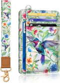 Yonlevres Hummingbird RFID Wristlet Wallet Women Credit Card Holder Slim | Front Pocket, Handy, RFID Blocking, Woman Girls Ladies Gifts, D-ring for Keychain,Thin Mini Card Case, ID Window, PU Leather by Yonlevres