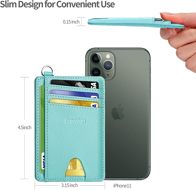 Slim Minimalist Front Pocket Wallet, RFID Blocking Credit Card Holder Wallet with Detachable D-Shackle for Men Women - Image 7