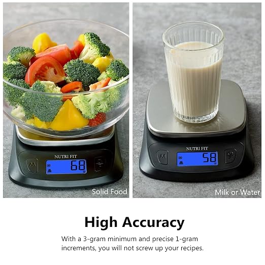 Kitchen Scales Digital Food Scale Cooking in Grams & Ounces Black | Stainless Steel, Max 11lb 1g Increment, Backlit LCD Screen, Baking Food Weight Scale for Sourdough Bread, Include Battery - Image 8