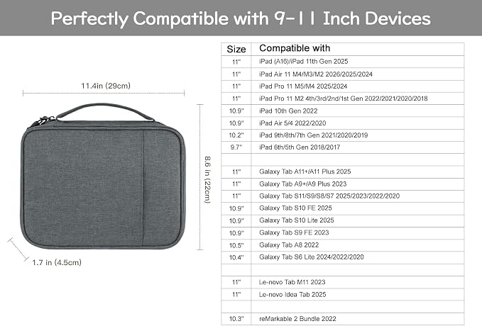 Dadanism Electronics Travel Organizer Case, Double Layers Cord Organizer | Travel All-in-One Storage Bag for Cable, Cord, iPad, Chargers, fits 9-11'' Tablets, Portable Tech Accessories Bag, Space Gray - Image 4