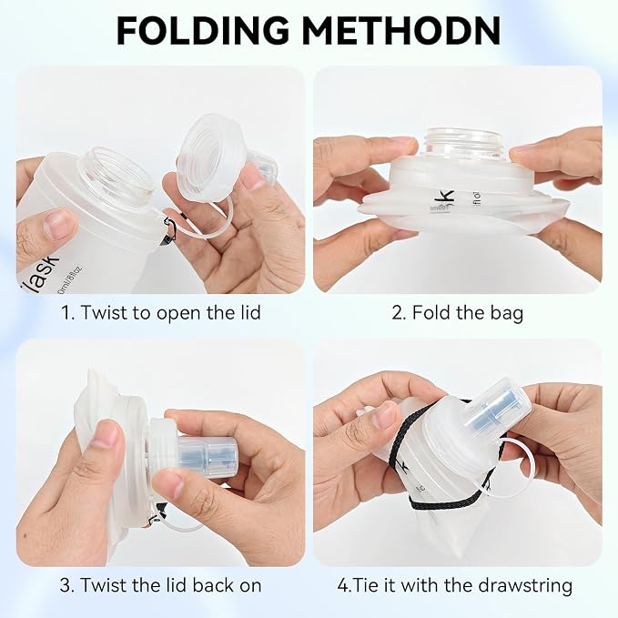 FR Collapsible Soft Hydration Flask 700ml TPU Portable Sports Water Bottle, Outdoor Running Cycling Fitness Hydration Bag with Leak-Proof Bite Valve and Lanyard(White) - Image 7