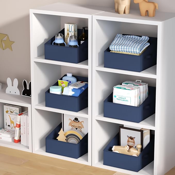 DIMJ Closet Storage Bins 10 Pack - Fabric Storage Baskets for Shelves, Collapsible Clothes Organizer with Handles, Trapezoid Shelf Organization Storage Cubes for Purse, Toys, Books, Towel, Clothes - Image 7