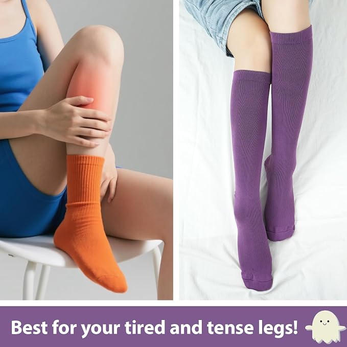 Junely Compression Socks for Women Knee High Stockings | Running Athletic Nurses Pregnant Women Work Support Travel Flight Sports Cosplay Costume Accessories Gifts - Image 4