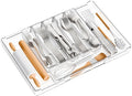 Large Clear Expandable Silverware Drawer Organizer for Kitchen,BPA FREE Adjustable Utensil Drawer Organizer and Silverware Tray,Plastic Flatware Organizers,Cutlery,Knife,Fork and Spoon Holder by Yieach