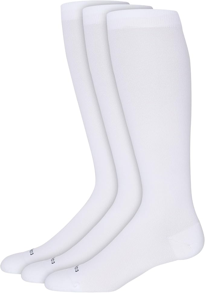 Nylon Knee High Socks - 15-20mmHg Graduated Compression Socks - Soft & Breathable Support Unisex Socks by Comrad