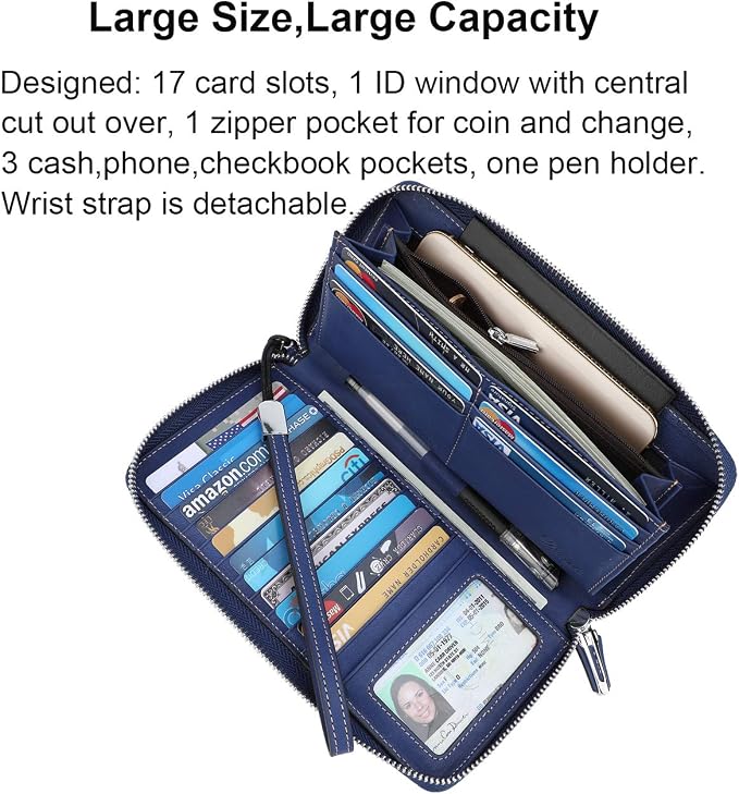 Small Compact Women Wallet RFID Blocking Genuine Leather Bifold Purse with ID Windows - Image 3