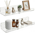 Clear Acrylic Floating Shelves, No Drill Wall Shelves, 2 Pack | Clear Acrylic Design; 2 Pack Wall Shelves; Adhesive or Screw Mount; No Drill Option; 12 lb Max Load by TQZDBXK