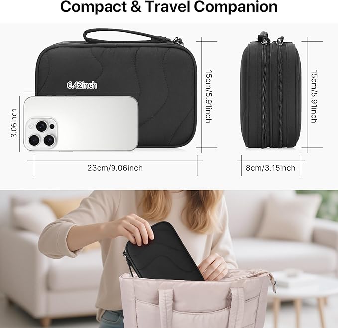 Skycase Tech Pouch - Lightweight Electronics Organizer Travel Case - Double Layers Cable Organizer - All-in-One Storage Bag for Charger, Cord, Phone, Flash Drive, Essentials - XL - Image 4