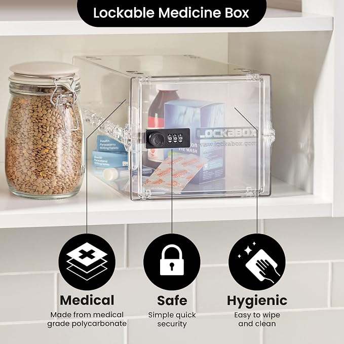Lockabox One™ | Premium Lock Box | Medium Combination Lock Box For Food, Medicine & Home Safety | External Size 12 x 8 x 6.6 inches (Crystal) - Image 8