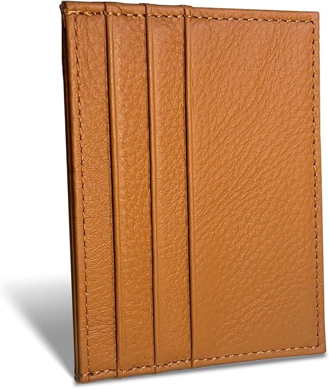 WOXVM Credit Card Holder Wallet RFID Blocking Slim Credit Card Cases Holder Premium Leather Minimalist Front Pocket Small Wallet with 6 Card Slots and 1 Pockets for Men Women (Brown) by WOXVM