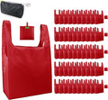 BeeGreen Christmas Red Reusable Grocery Bags Wholesale Red Reusable Kitchen Bags Bulk Foldable-Machine Washable with Zipper Storage Pouch 50 Packs by BeeGreen