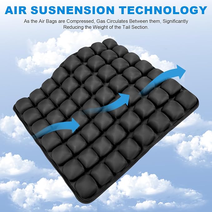 Travel Seat Cushion, Airplane Seat Cushion for Long Flights, Easy to Carry, 3D Inflatable Cushion for Wheelchair, Travel,Driving,Office Work - Image 3