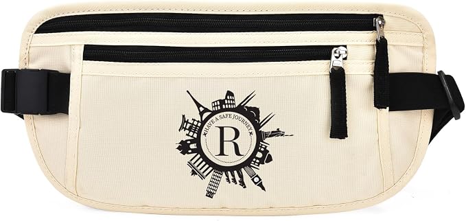 Personalized Initial Money Belt,RFID Blocking Travel Secure Bag,Monogrammed Gift for Women, Mom and Travel enthusiasts(R) by DAITET
