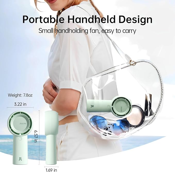 JISULIFE Portable Handheld Turbo Fan Rechargeable 4000mAh 5-Speed (Green) | Up to 16H max cooling, Personal Battery Powered Pocket Fan for Travel/Outdoor/Vacation/Concerts, Birthday Gifts for Women - Image 5