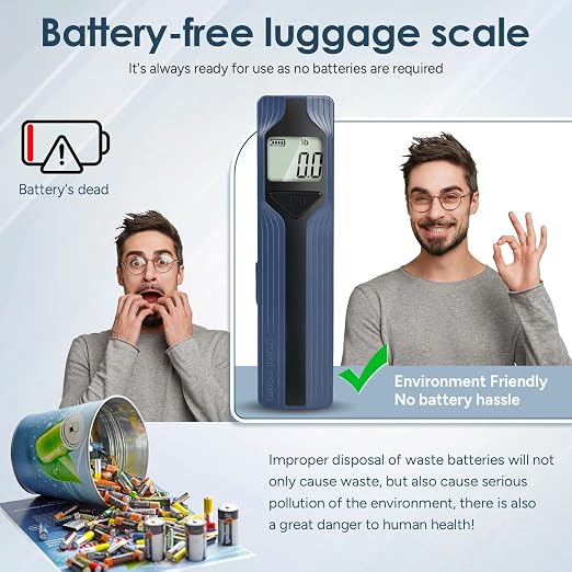 Battery-Free Luggage Scale – No Batteries Needed, Portable Digital Hanging Suitcase Weight Scale for Air Travel & Checked Bags, 110lb/50kg, LCD Display, Compact Travel Accessory - Image 5