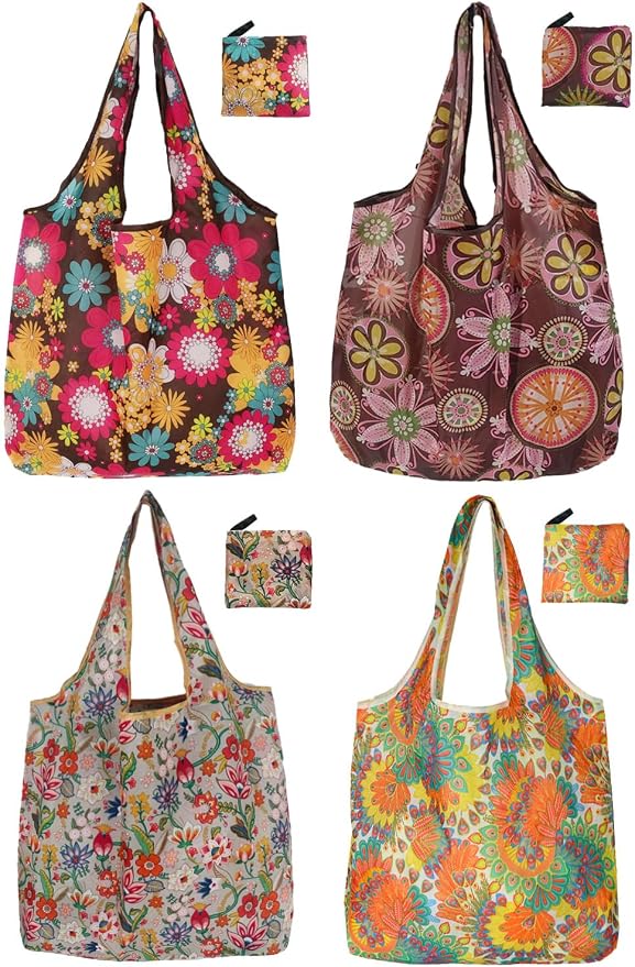 Reusable Grocery Bags, Versatile Tote Bag For Women Gift, Bulk Stylish Foldable Shopping Totes With Handles, Practical Use Ideal For Storage, Travel & Beach by NewOpportunityInLivingKindly