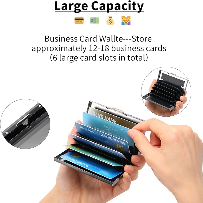 Stainless Steel Credit Card Wallet RFID Blocking Metal Case Pocket Business Card Holder for Women and Men - Image 2
