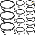 12 Pack Security Cable Luggage Lock with Loops 4 ft 3mm Braided Steel Coated Bike Cable Wire Double Loop Anti Theft Safety for U Lock, Padlock and Disc(Black) by Fiada