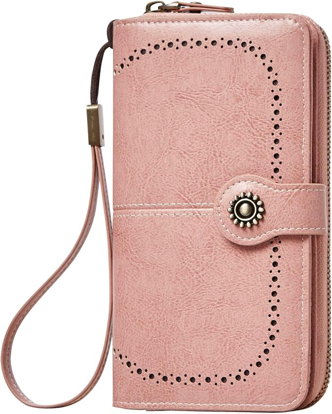 TFKGS Wallet for Women RFID Blocking Leather Large Capacity Card Holder Ladies Phone Clutch Travel Long Purse Wristlet | RFID Blocking by TFKGS
