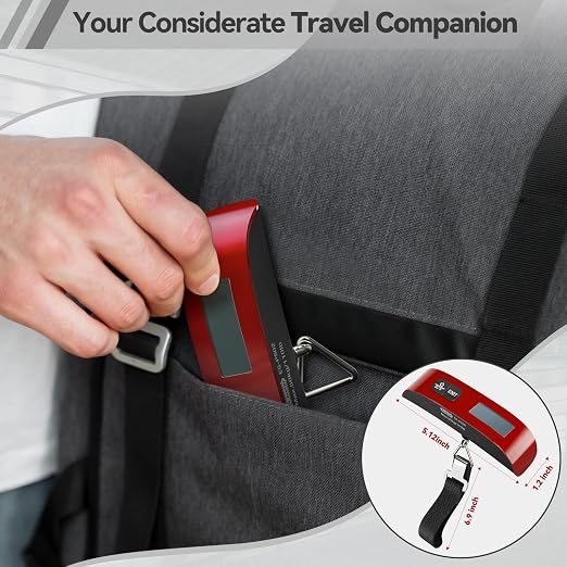 Luggage Scale, Dr.meter Luggage Weight Scale Backlight LCD Display PS02 110lb/50kg Electronic Balance Digital Postal Travel Accessories with Rubber Paint Handle Temperature Sensor, Red | 110lb/50kg Electronic Balance Digital Postal Travel Accessories w... - Image 8