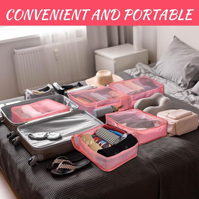 Silkfly 12 Pcs Packing Cubes for Suitcase Travel Luggage Bags Bulk Mesh Organizer Set for Hiking Camping Backpacking Clothes Accessories(Watermelon Red) - Image 7