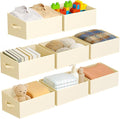 DIMJ Large Closet Storage Bins 8 Pack - Fabric Trapezoid Closet Organizer Bin, Foldable Storage Baskets for Shelves, Closet Shelf Organizer, Clothing Storage Box for Toys, Books, Towel, Clothes, Beige by DiMJ