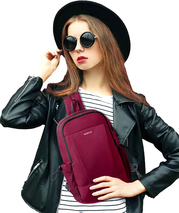 ECOHUB Anti-Theft Crossbody Bag Men Women RFID Blocking Lightweight Sling Backpack Water Resistant for Travel Hiking Outdoor - Image 2
