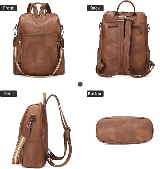 GAEKEAO Backpack Purse for Women PU Leather Anti-theft Backpack Ladies Convertible Large Travel Designer Fashion Shoulder Bag - Image 5