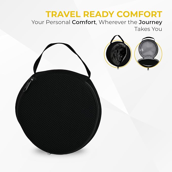 Travel Neck Pillow – Airplane Travel Essentials with Ergonomic Memory Foam Comfort – Premium Travel Pillows for Airplanes and Long Journeys, Compact Carry Pouch (Black) - Image 5