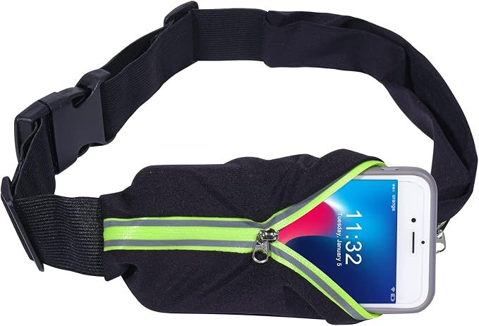 2 Pack Running Belt Fanny Packs for women and men,Belt Bag for Hiking Cycling Workout,Reflective Fanny Packs for Men Runners Belt Compatible with iPhone13,12 pro,Travelling Money Phone Holder - Image 9