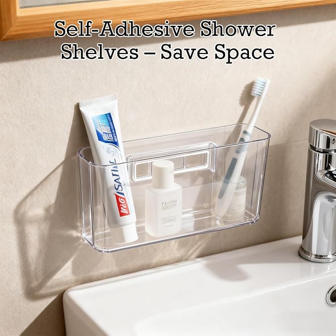 6 Pcs Adhesive Cabinet Door Organizers 8 Inch Clear Storage Bins | Without Drilling, Acrylic Wall Mount Organizer , for Kitchen Bathroom, Bedroom Living, Room, Kitchen Organization - Image 6