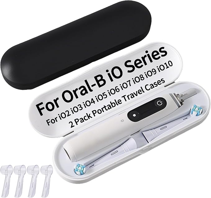 2 Pack Plastic Electric Toothbrush Travel Case for Braun Oral B iO | Toothbrush Carrying Case Holder Container Perfect Fit for All Braun Oral B iO (iO2/ iO3/ iO4/ iO5/ iO6/ iO7/ iO8/ iO9/ iO10) by mdforme