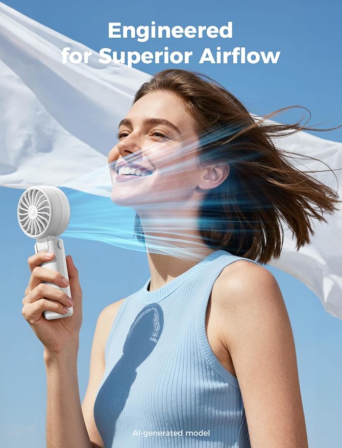 Aecooly Mighty Portable Handheld Fan with Cooling Plate | 20H Max Cooling | 3 Flexible Modes | 5 Speeds Wind | Battery Level Display | Mini Personal Battery Powered, Gifts for Women, Travel-White - Image 4