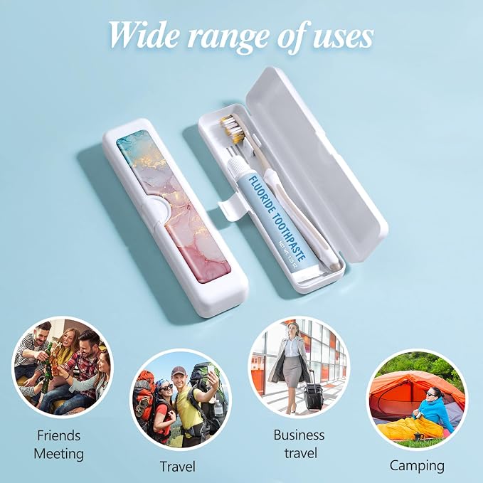 Toothbrush Travel Case - Colorful Pattern, Holder and Covers for Toothbrushes, Includes Tongue Scraper Case - Image 6