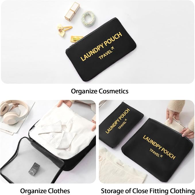 6 Set Packing Cubes for Travel Luggage Packing Bags Reusable Lightweight Suitcase Organizer Cubes Set for Travel Accessories (Black) - Image 7