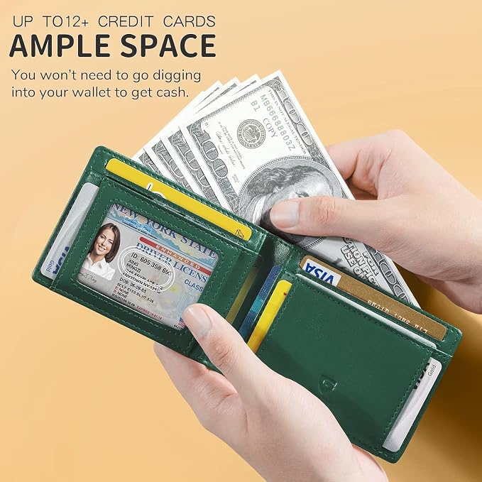 GSOIAX Slim Wallet for Men Rfid Blocking Leather Bifold Front Pocket Carbon Fiber Men's Money Clips Credit Card Holder With Gift Box - Image 2