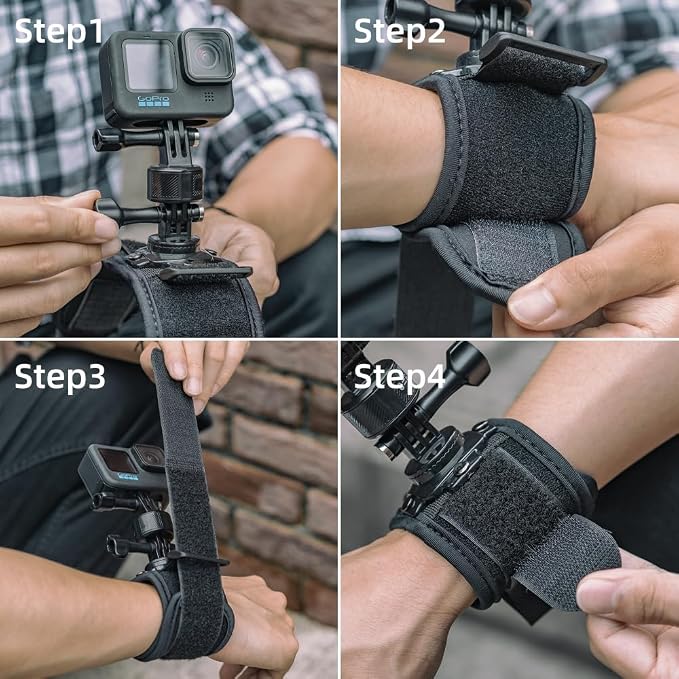 Wrist Strap Mount with Quick Release Adapter Compatible with GoPro Hero 13/12/11/10/9/8/7//6/5 Black,DJI Osmo Action 5 pro/4/3/2,Insta 360 ONE R,AKASO/Campark and More - Image 3